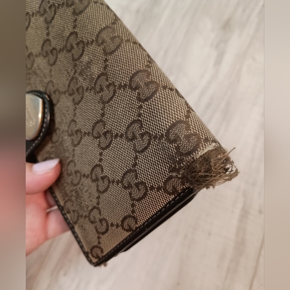 Auth GUCCI GG Canvas & Leather Brown Bifold Long Wallet Purse Women's - Picture 5 of 16